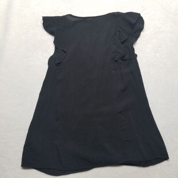 ModCloth Medium Top V Neck Black Flutter Retro Ruffle Whimsigoth Witchy Gothic - Picture 9 of 10